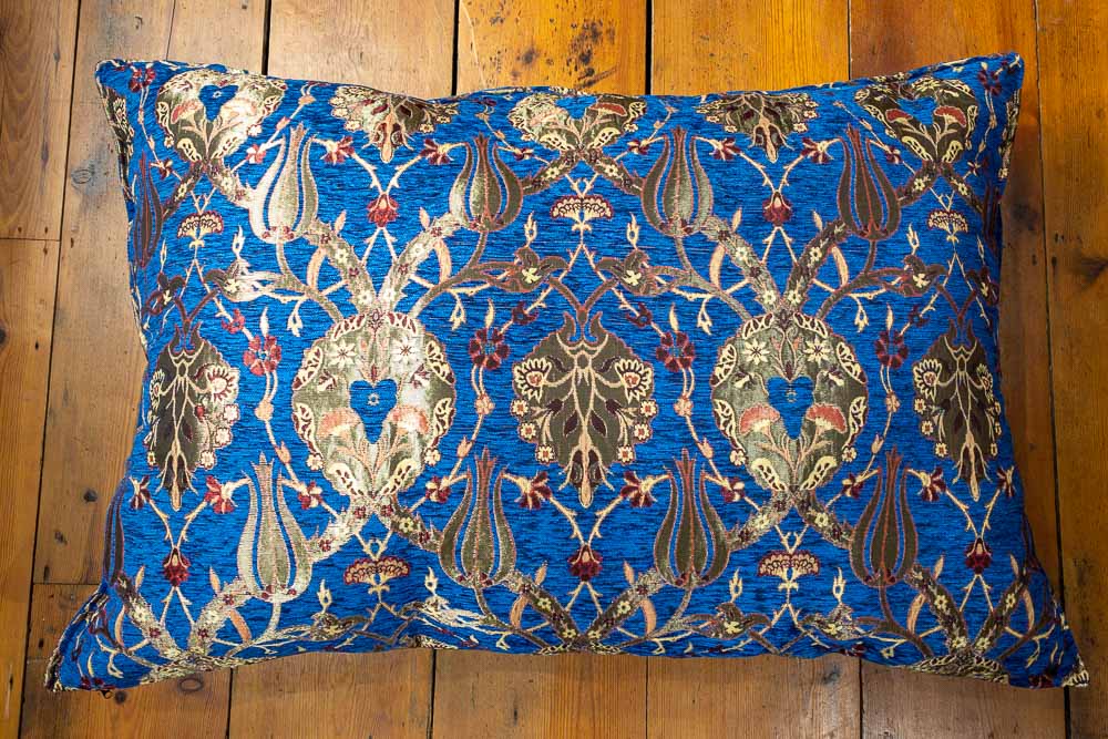Large Blue Ottoman Turkish Tulip Floor Cushion Cover 69x100cm